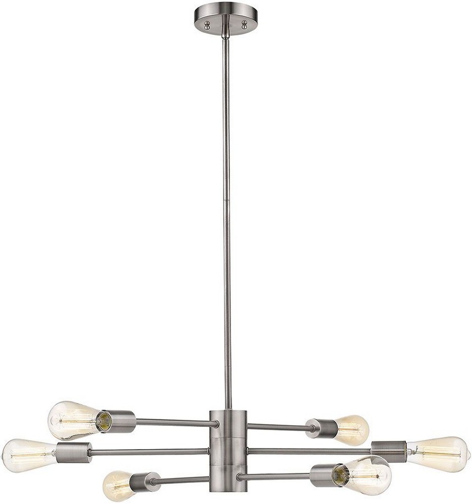 Eglo Lighting-203475A-Willsboro - 6-Light Pendant - Polished Nickel Polished Nickel  Bronze Finish