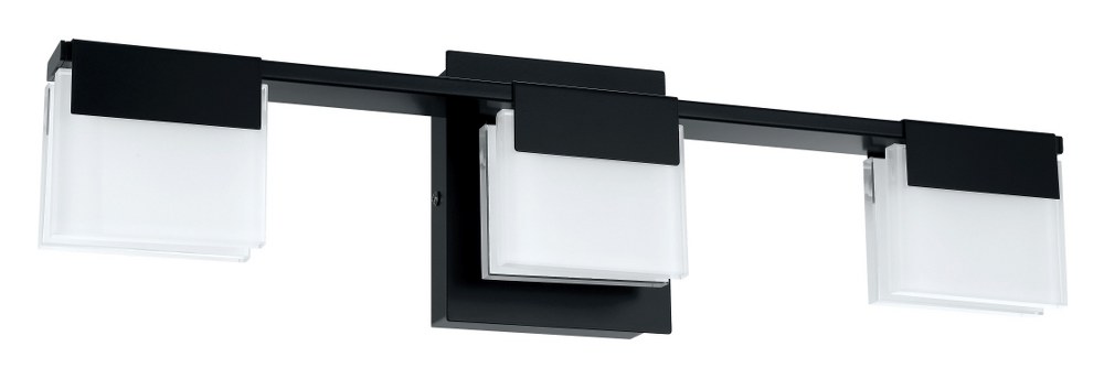 Eglo Lighting-203963A-Vente - 3-Light LED Bath / Vanity Light - Matte Black Finish - Frosted Glass   Matte Black Finish with Frosted Glass