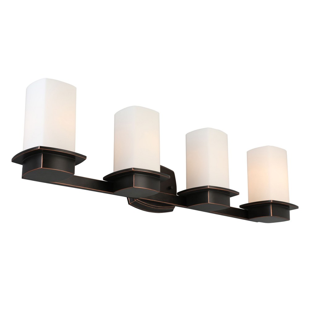 Eglo Lighting-203988A-Vlacker - 4-Light Bath - Vanity Light - Oil Rubbed Bronze - Frosted Opal Glass   Oil Rubbed Bronze Finish with Frosted Opal Glass