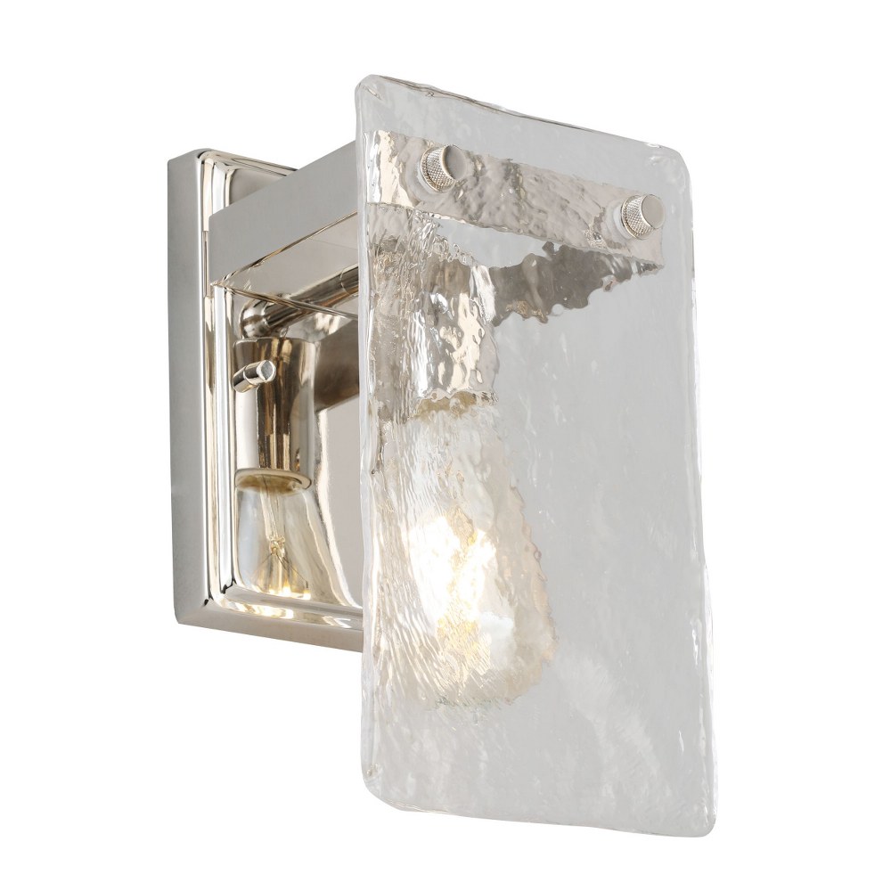 Eglo Lighting-203991A-Wolter - 1-Light Wall Light - Polished Nickel - Clear Hand Sculpted Glass   Polished Nickel Finish with Clear Sculpted Glass