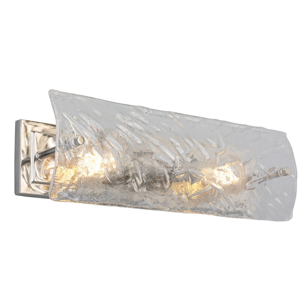 Eglo Lighting-203992A-Wolter - 2-Light Vanity Light - Polished Nickel - Clear Hand Sculpted Glass   Polished Nickel Finish with Clear Sculpted Glass