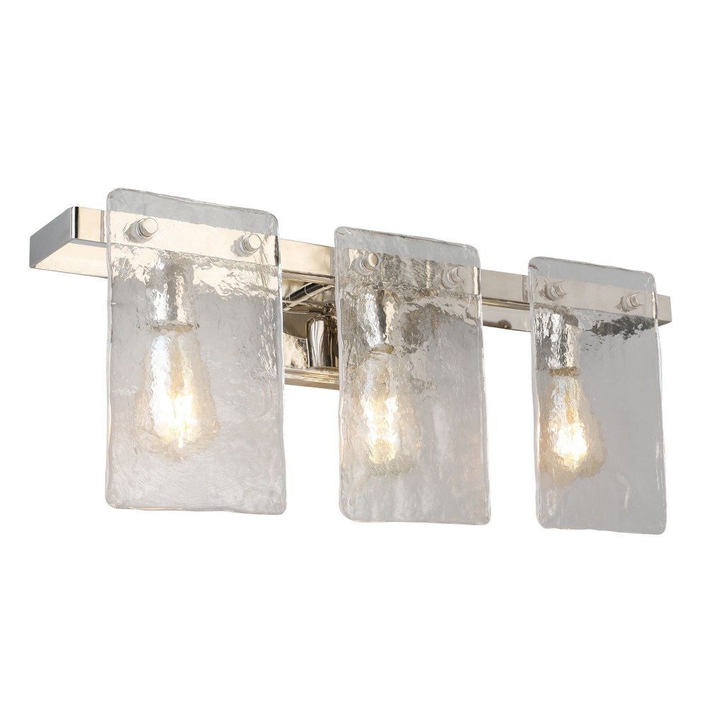 Eglo Lighting-203993A-Wolter - 3-Light Vanity Light - Polished Nickel - Clear Hand Sculpted Glass   Polished Nickel Finish with Clear Sculpted Glass