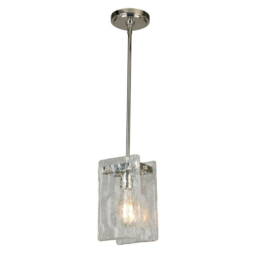 Eglo Lighting-203995A-Wolter - 1-Light Mini Pendant - Polished Nickel - Clear Hand Sculpted Glass   Polished Nickel Finish with Clear Sculpted Glass