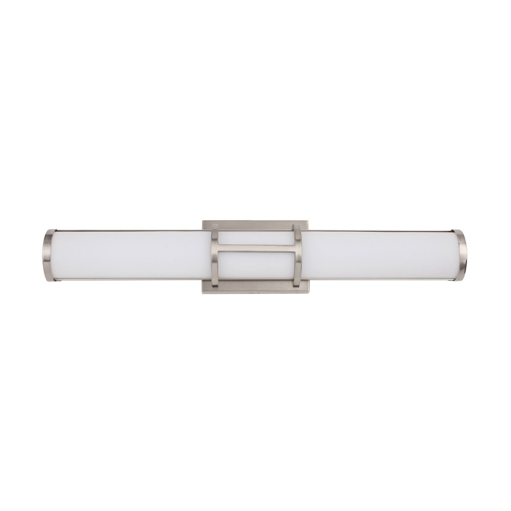 Eglo Lighting-204132A-Ramaro - 1-Light LED Vanity Light - Matte Black - Acrylic -24 Inches   Chrome Finish with White Acrylic Glass