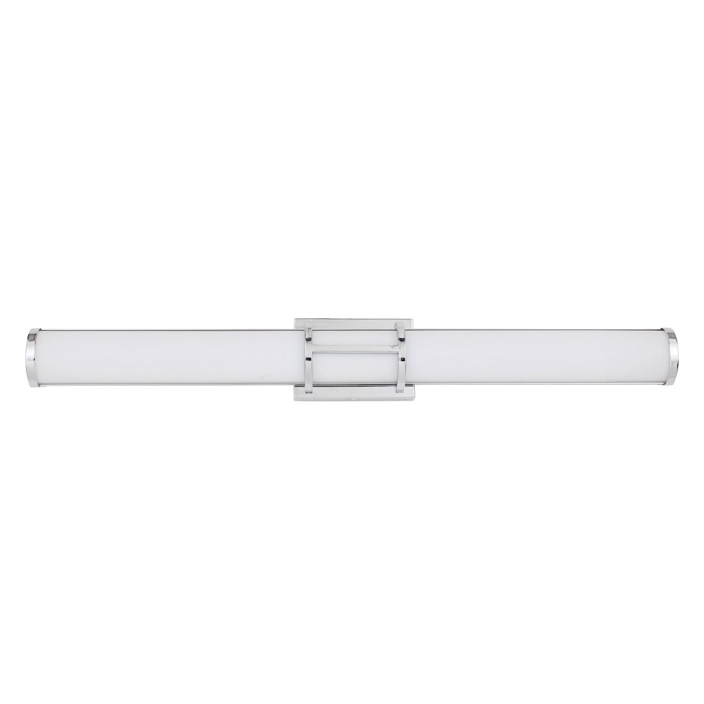 Eglo Lighting-204134A-Ramaro - 1-Light LED Vanity Light - Matte Black - Acrylic - 35 Inches   Chrome Finish with White Acrylic Glass