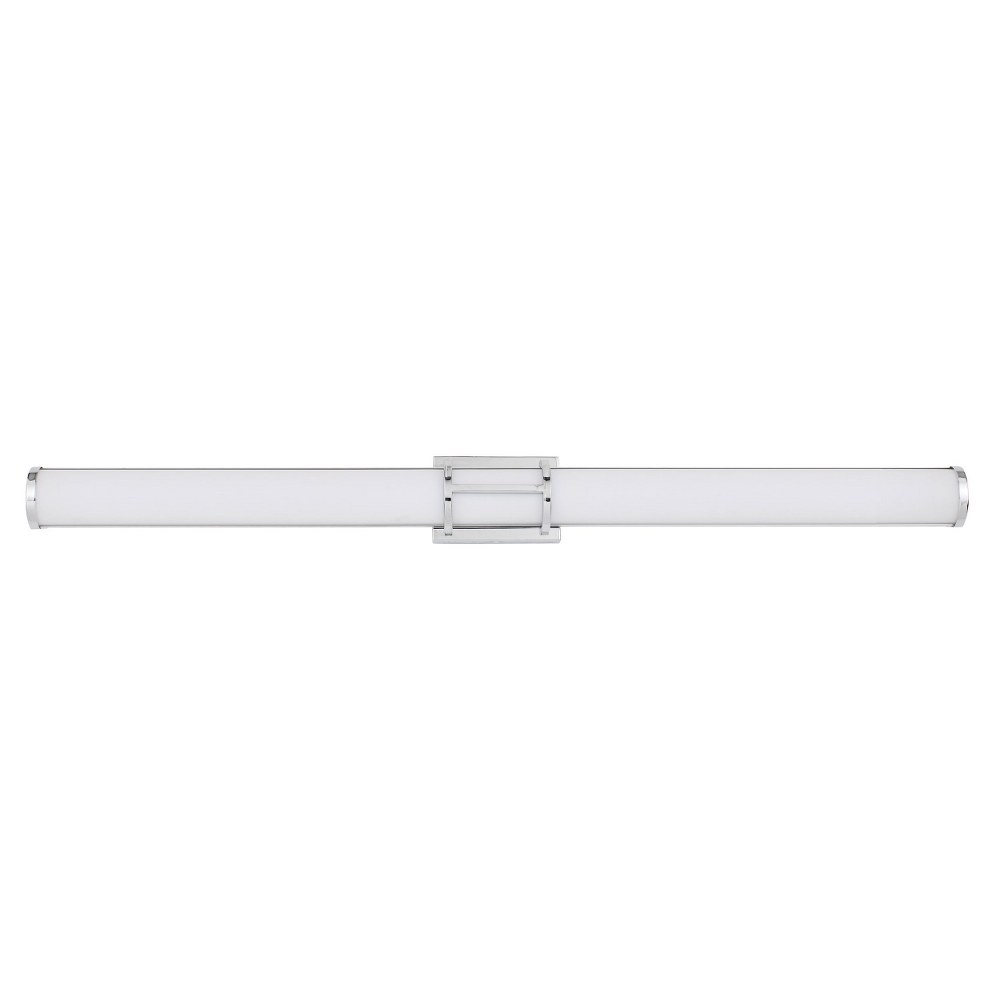 Eglo Lighting-204136A-Ramaro - 1-Light LED Vanity Light - Matte Black - Acrylic Shade - 47 Inches   Chrome Finish with White Acrylic Glass