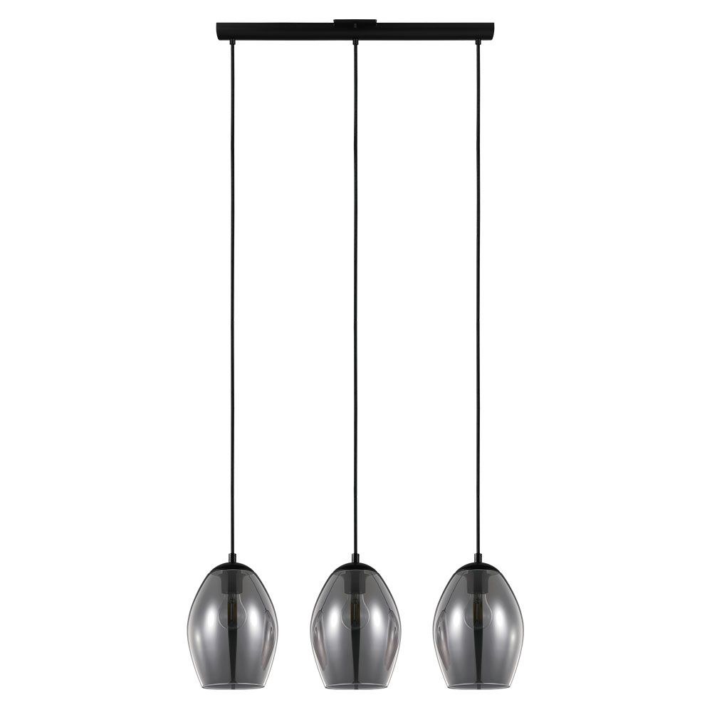 Eglo Lighting-204238A-Estanys - Three Light Pendant   Matte Black Finish with Metallic Smoked Glass