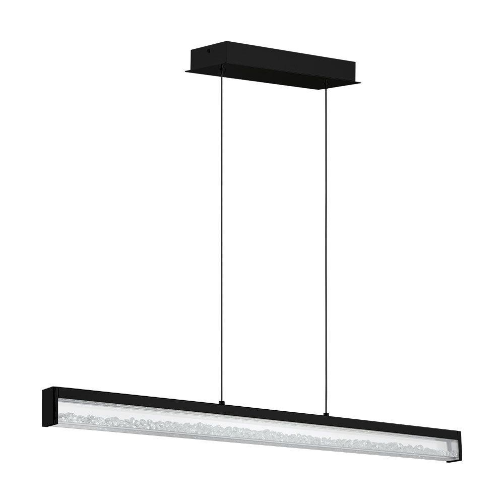 Eglo Lighting-204259A-Cardito - 39.37 Inch 31.7W 1 LED Pendant   Matte Black Finish with Clear Glass with Clear Crystal