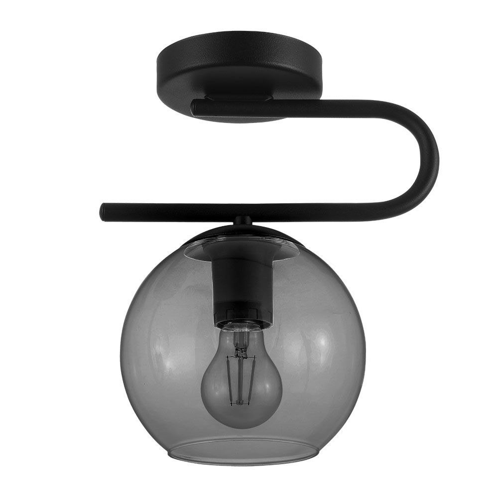 Eglo Lighting-204335A-Marojales - One Light Flush Mount   Matte Black Finish with Smoked Glass