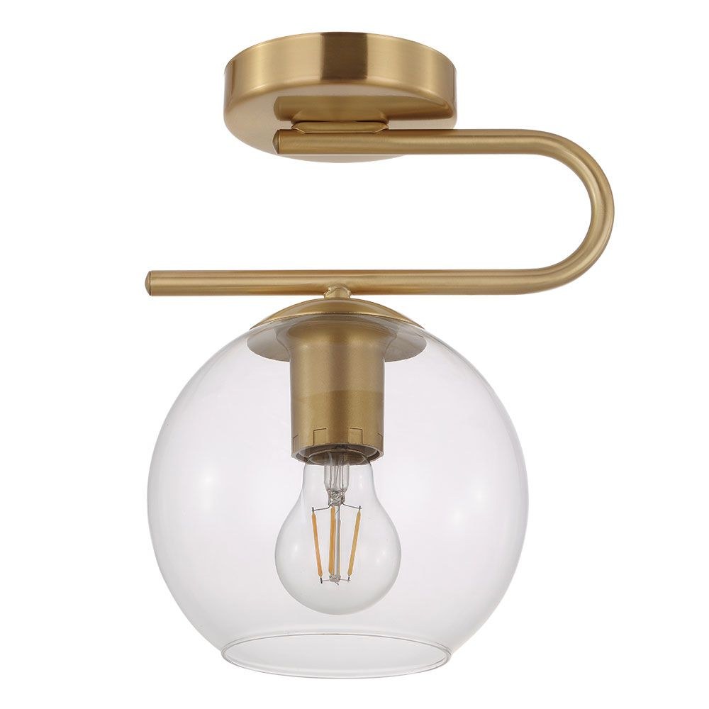 Eglo Lighting-204337A-Marojales - One Light Flush Mount   Brushed Gold Finish with Clear Glass