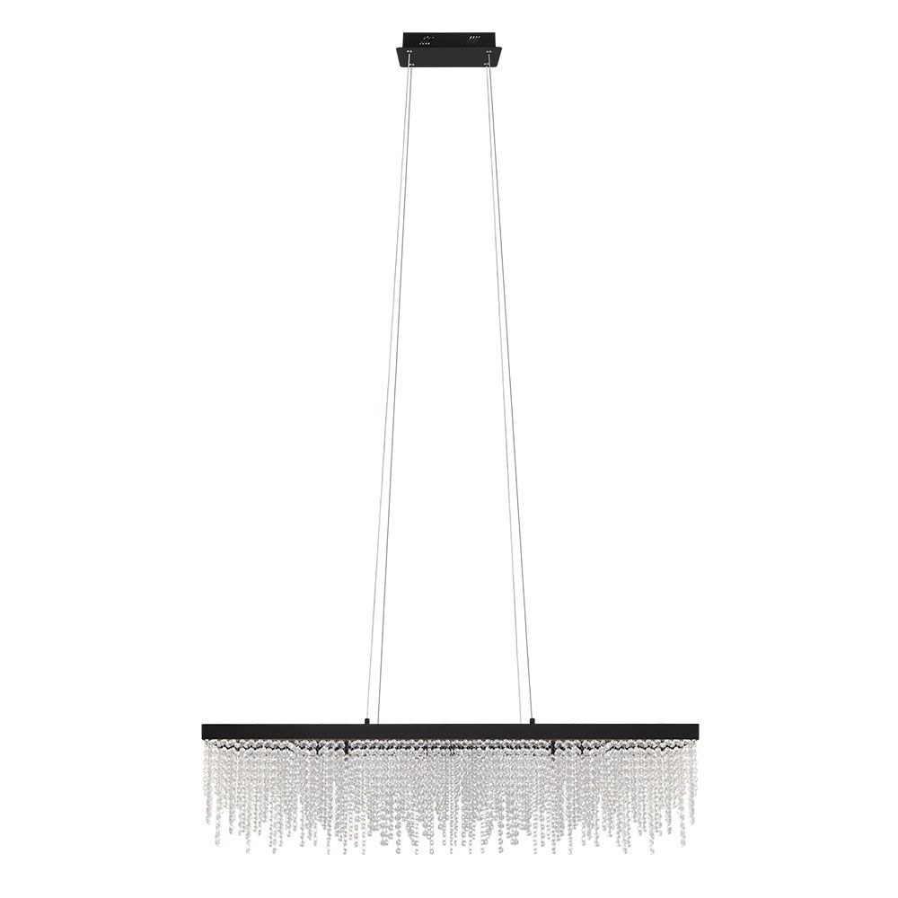Eglo Lighting-204357A-Antelao - Rectangular LED Crystal Chandelier - Chrome - 12 Inches   Black Finish with Clear Crystal Strands Glass