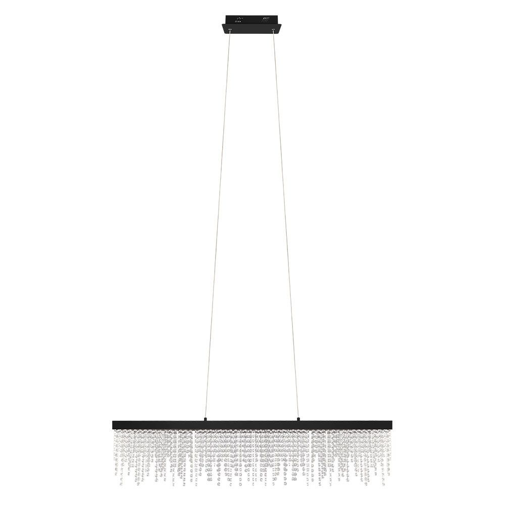 Eglo Lighting-204358A-Antelao - Rectangular LED Crystal Chandelier - Chrome - 5 Inches   Black Finish with Clear Crystal Strands Glass
