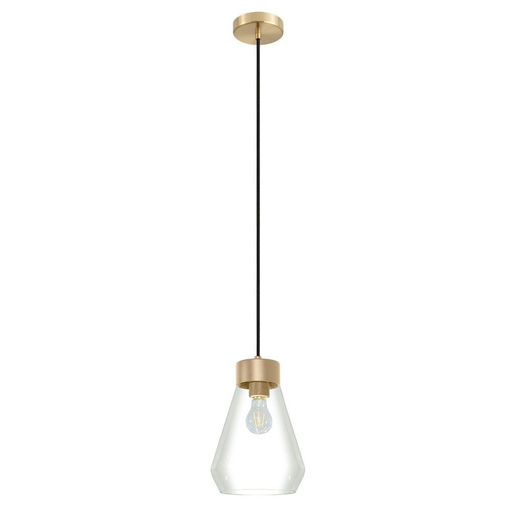 Eglo Lighting-204366A-Montey - 1 Light Pendant - Brushed Gold - Clear   Brushed Gold Finish with Clear Glass