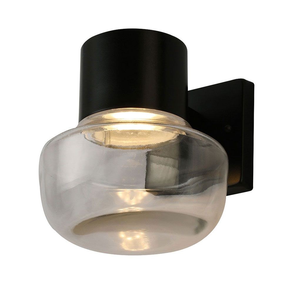 Eglo Lighting-204447A-Belby - 7.52 Inch 10W 1 LED Wall Sconce   Black Finish with Clear Glass