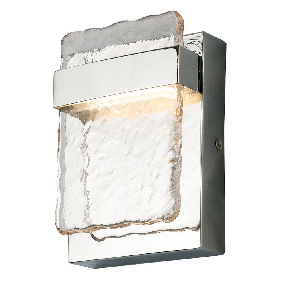 Eglo Lighting-204481A-Madrona - LED Outdoor Wall Sconce - Black - Clear Water   Stainless Steel Finish with Clear Water Glass