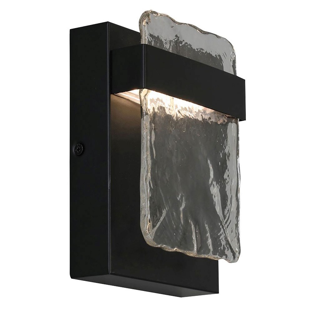 Eglo Lighting-204482A-Madrona - LED Outdoor Wall Sconce - Black - Clear Water   Black Finish with Clear Water Glass