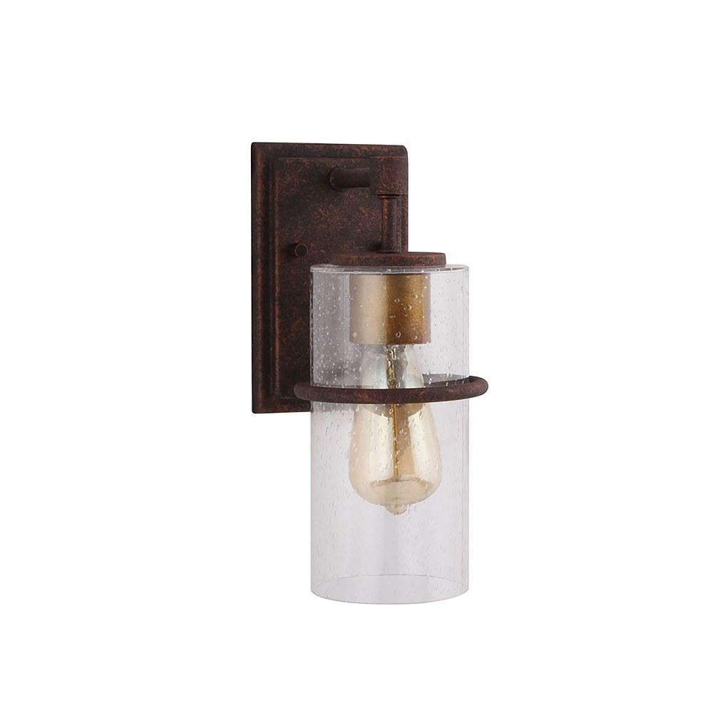 Eglo Lighting-204543A-Brandel - 1 Light Outdoor Wall Sconce - Rust - Clear Seedy - 5 Inches   Rust Finish with Clear Seedy Glass