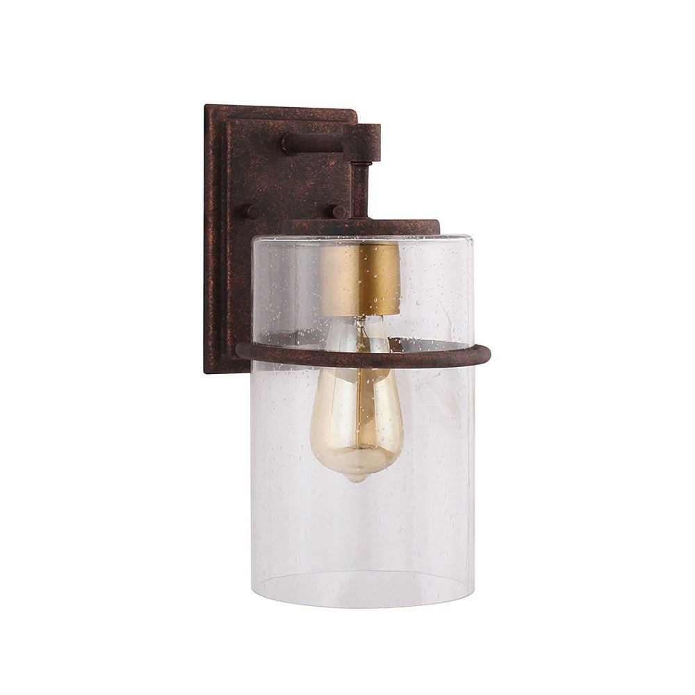 Eglo Lighting-204544A-Brandel - 1 Light Outdoor Wall Sconce - Rust - Clear Seedy - 7 Inches   Rust Finish with Clear Seedy Glass