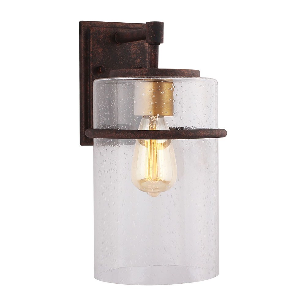 Eglo Lighting-204545A-Brandel - 1 Light Outdoor Wall Sconce - Rust - Clear Seedy - 8 Inches   Rust Finish with Clear Seedy Glass