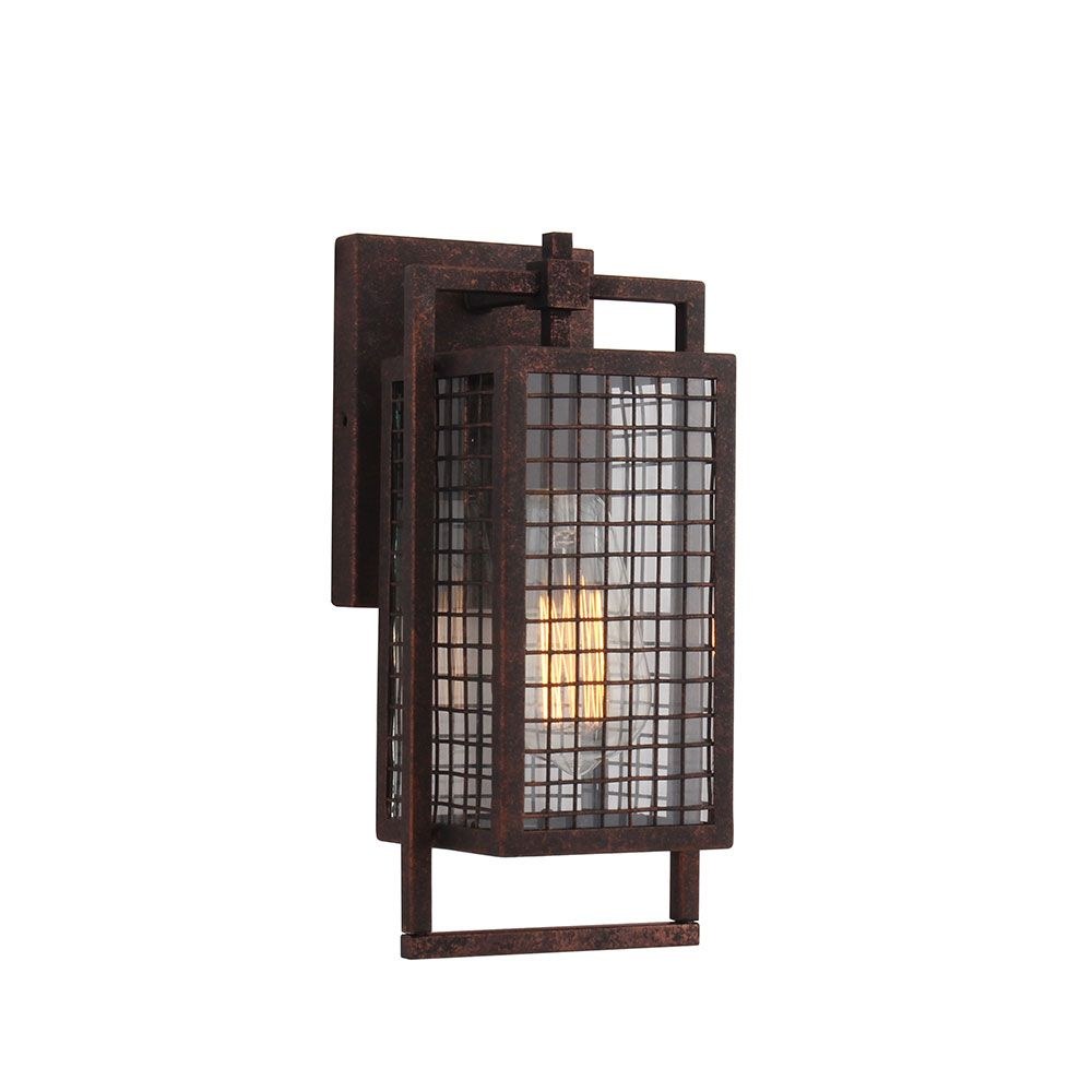 Eglo Lighting-204546A-Garraux - 1 Light Wall Sconce - Rust - Clear - 5 Inches   Rust Finish with Clear Glass