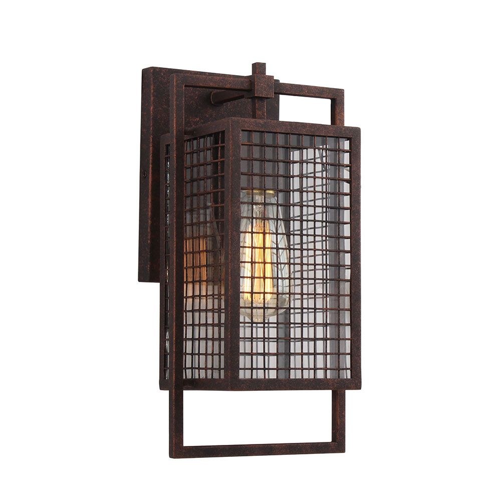 Eglo Lighting-204547A-Garraux - 1 Light Wall Sconce - Rust - Clear - 7 Inches   Rust Finish with Clear Glass