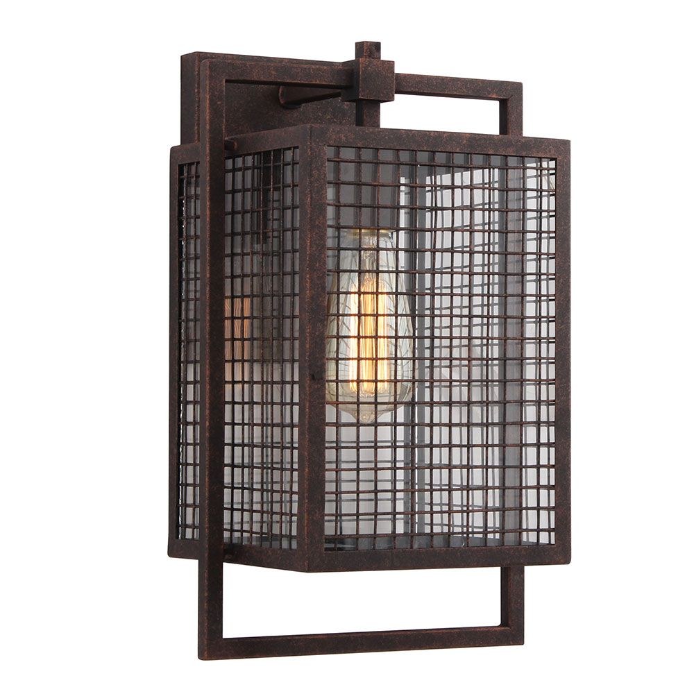 Eglo Lighting-204548A-Garraux - 1 Light Wall Sconce - Rust - Clear - 9 Inches   Rust Finish with Clear Glass
