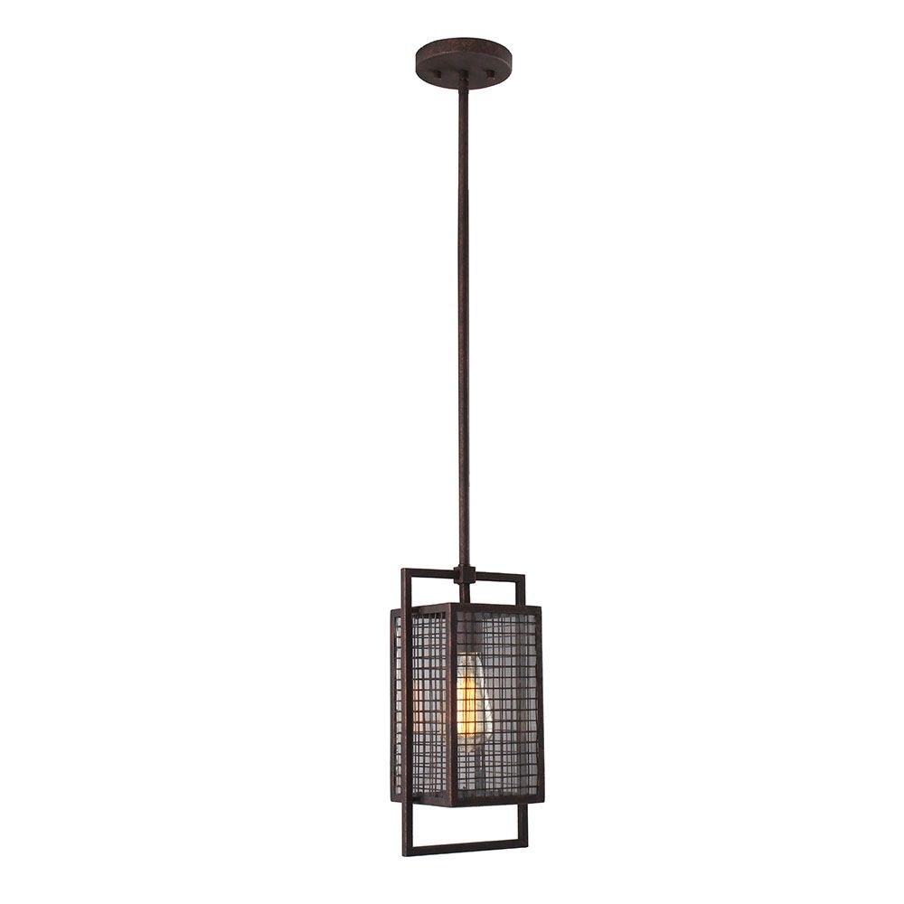 Eglo Lighting-204549A-Garraux - 1 Light Pendant - Rust - Clear   Rust Finish with Clear Glass