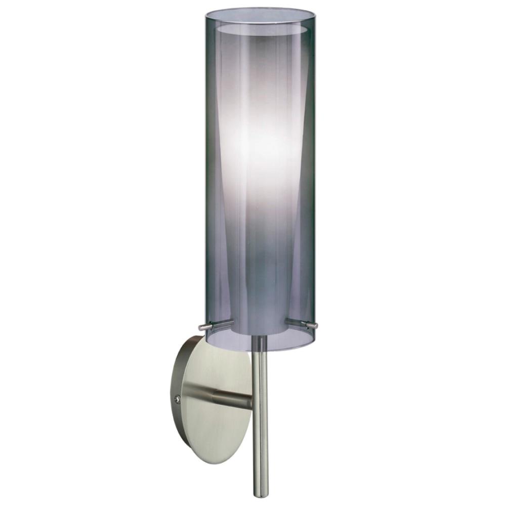 Eglo Lighting-20701A-Pinto Nero - 1-Light Wall Light - Matte Nickel - White - Smoked Glass   Matte Nickel Finish with Smoked/white Glass