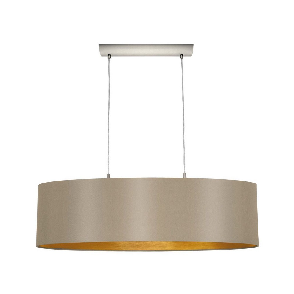 Eglo Lighting-31613A-Maserlo - Two Light Pendant   Matte Nickel Finish with Cappucino/Gold Fabric Shade