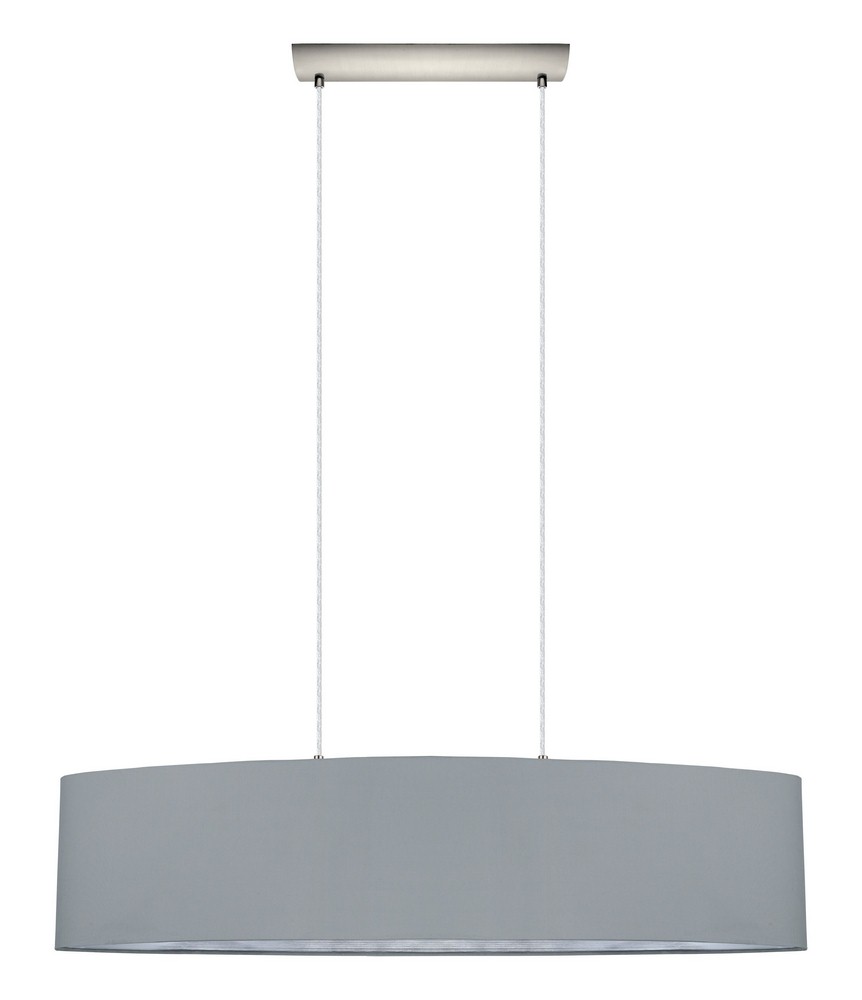 Eglo Lighting-31617A-Maserlo - Two Light Drum Pendant   Satin Nickel Finish with Grey/Silver Fabric Shade