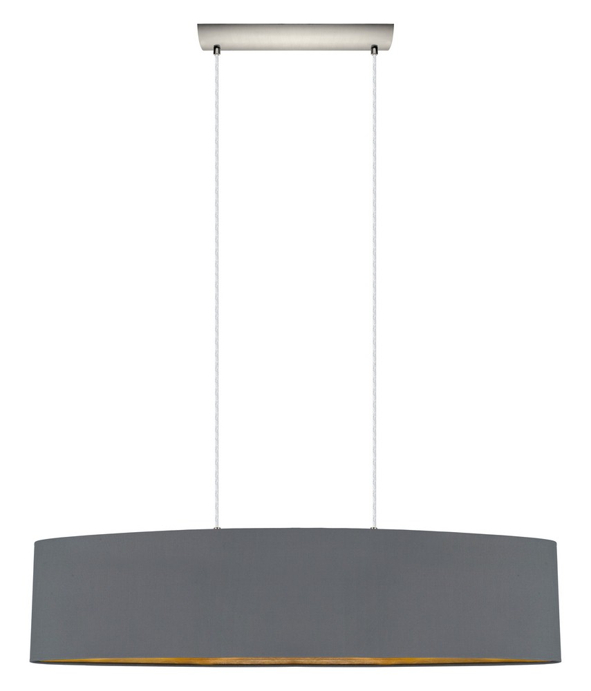 Eglo Lighting-31619A-Maserlo - Two Light Drum Pendant   Satin Nickel Finish with Cappucino/Gold Fabric Shade