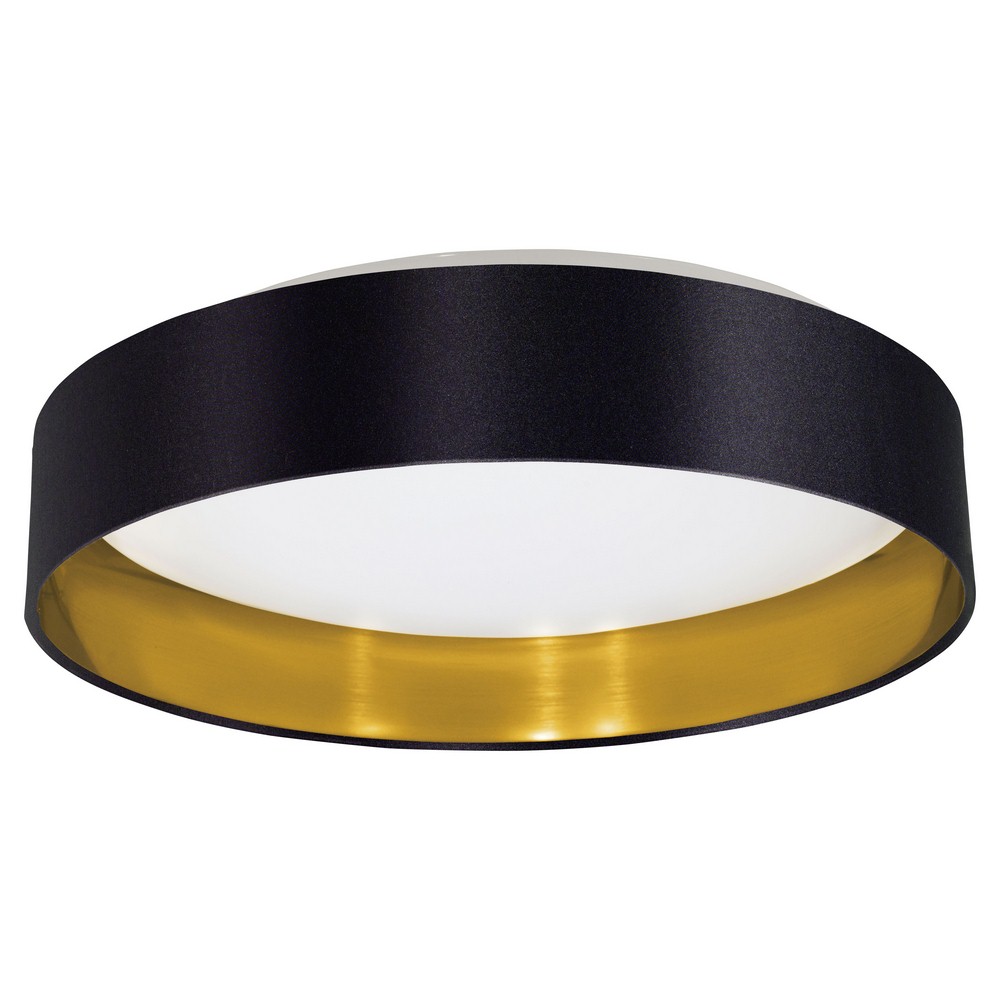 Eglo Lighting-31622A-Maserlo - 15.88 Inch 18W 1 LED Flush Mount   Black/Gold Finish with White Glass