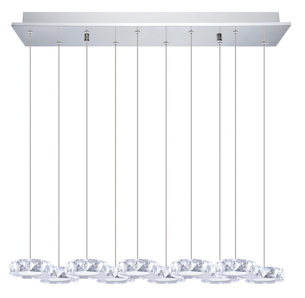 Eglo Lighting-39012A-Corliano - 29.5 Inch 42W 10 LED Pendant   Chrome Finish with Clear Crystal