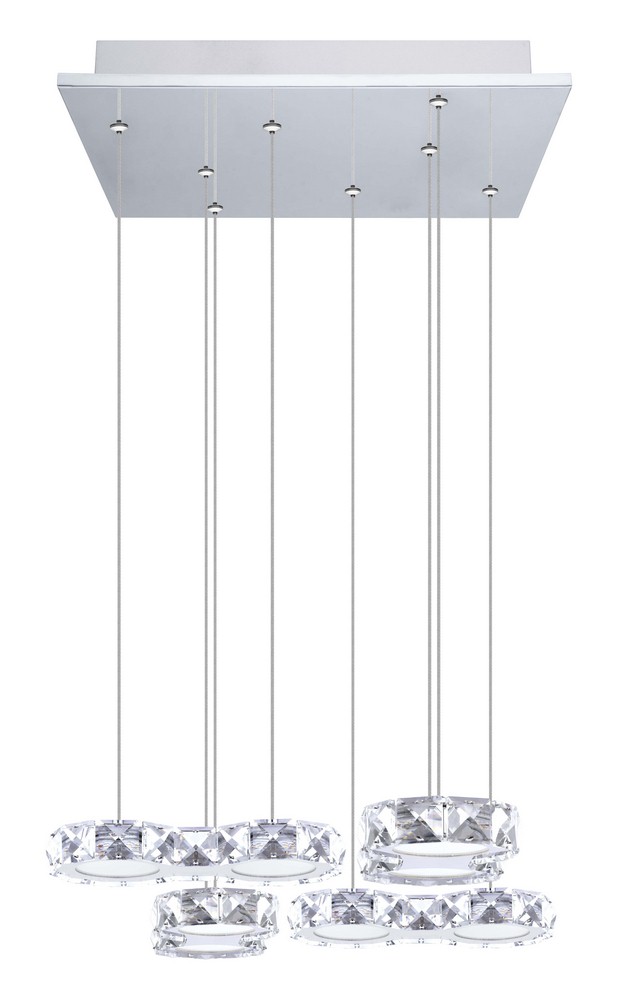 Eglo Lighting-39013A-Corliano - 16.13 Inch 33.6W 8 LED Pendant   Chrome Finish with Clear Crystal