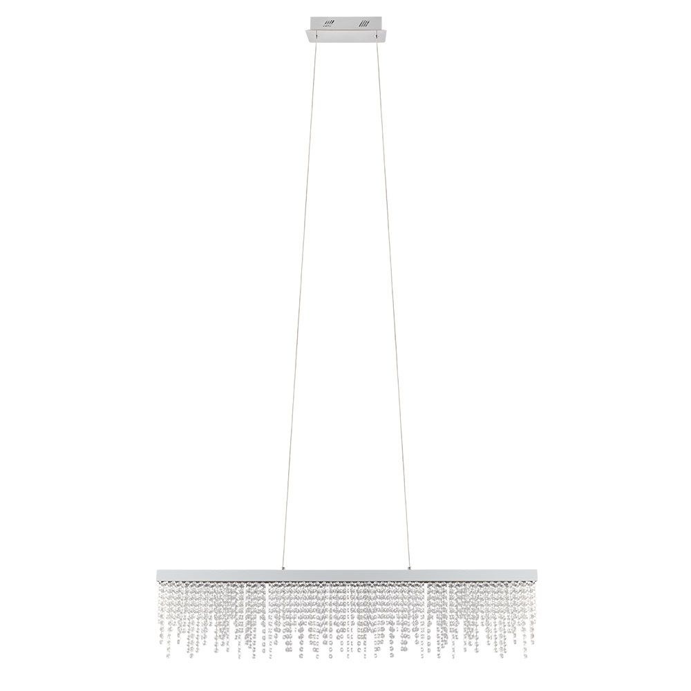 Eglo Lighting-39284A-Antelao - Rectangular LED Crystal Chandelier - Chrome - 5 Inches   Chrome Finish with Clear Crystal Strands Glass