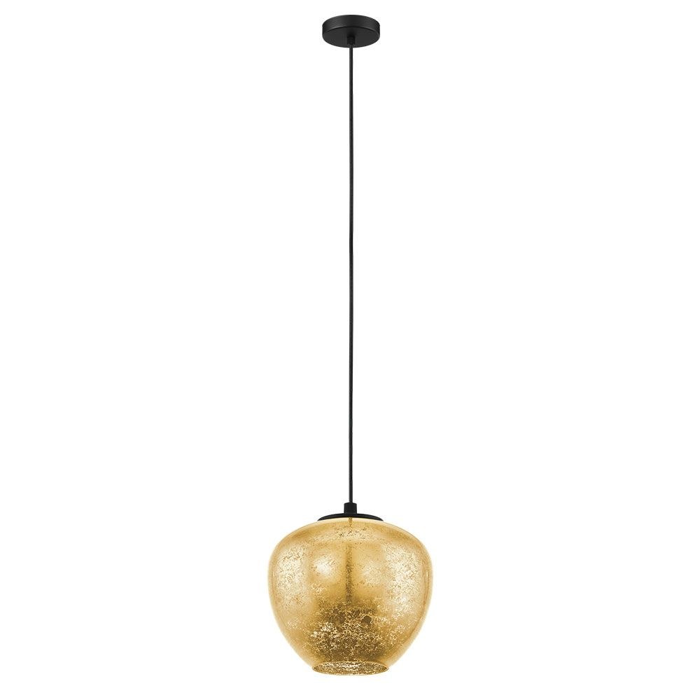 Eglo Lighting-39597A-Priorat - One Light Pendant   Black/Gold Finish with Gold Glass