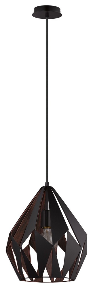 Eglo Lighting-49254A-Carlton 1 - 1-Light Pendant - Black and Copper   Black/Copper Finish with Black/Copper Steel Shade