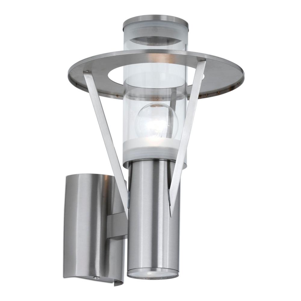 Eglo Lighting-88114A-Belfast - One Light Wall Sconce   Stainless Steel Finish with Clear Glass