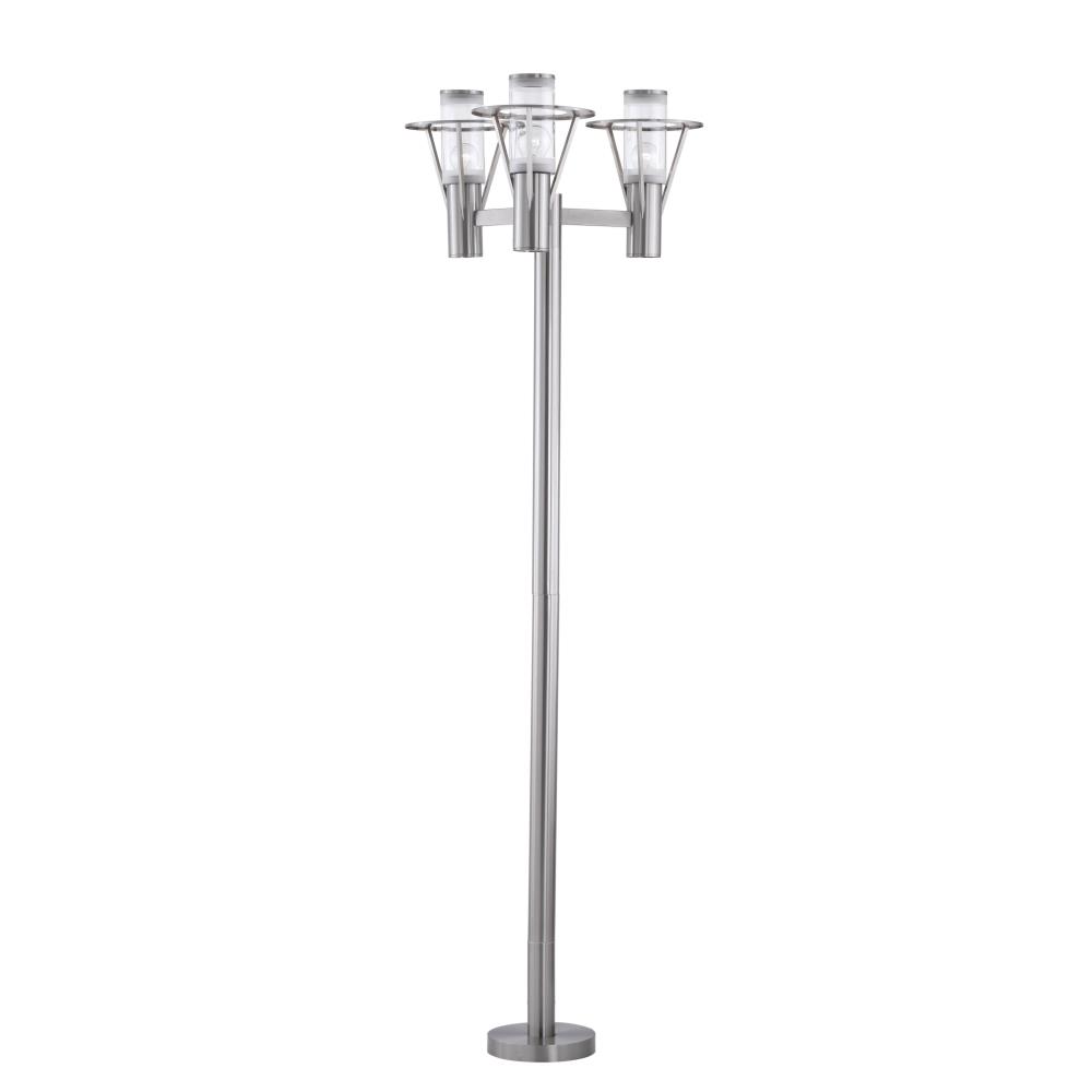 Eglo Lighting-88118A-Belfast - 3-Light Outdoor Lamp - Stainless Steel - Clear Glass   Stainless Steel Finish with Clear Glass