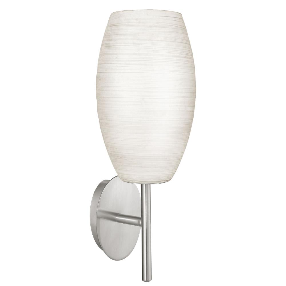 Eglo Lighting-88956A-Batista 1 - 1-Light Wall Light - Matte Nickel - White Wiped Glass   Matte Nickel Finish with White Wiped Glass