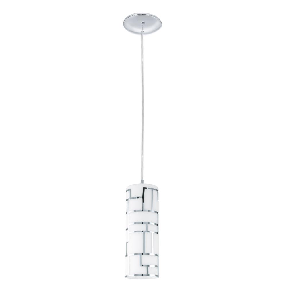 Eglo Lighting-92562A-Bayman - One Light Mini Pendant   Chrome Finish with White Glass