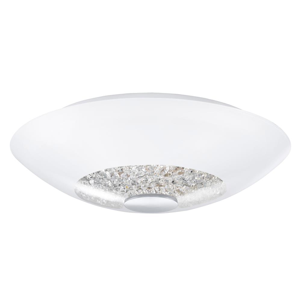 Eglo Lighting-92711A-Ellera - Two Light Semi-Flush Mount   Chrome Finish with White Coated Glass with Clear Crystal