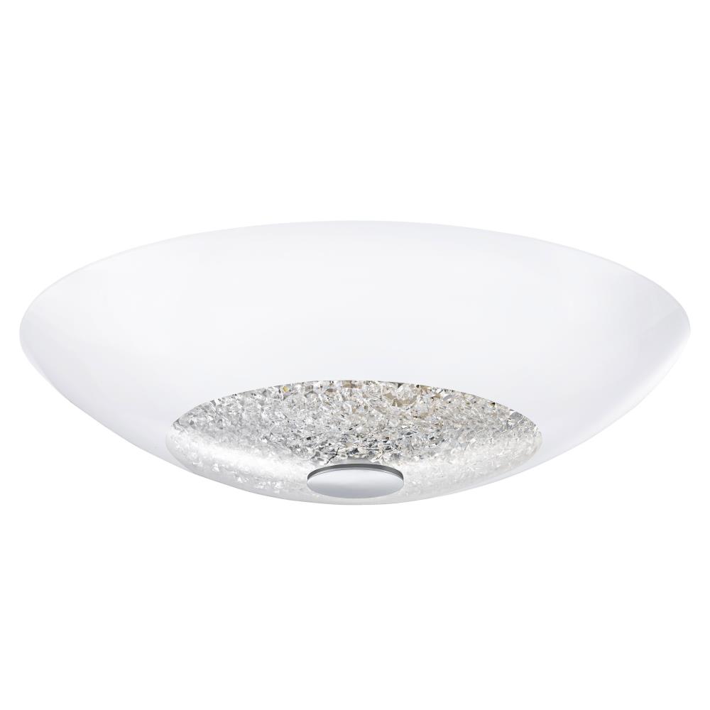 Eglo Lighting-92712A-Ellera - 3-Light Ceiling Light - Chrome - White Coated Glass - Clear Crystals - 17 Inches   Chrome Finish with White Coated Glass with Clear Crystal