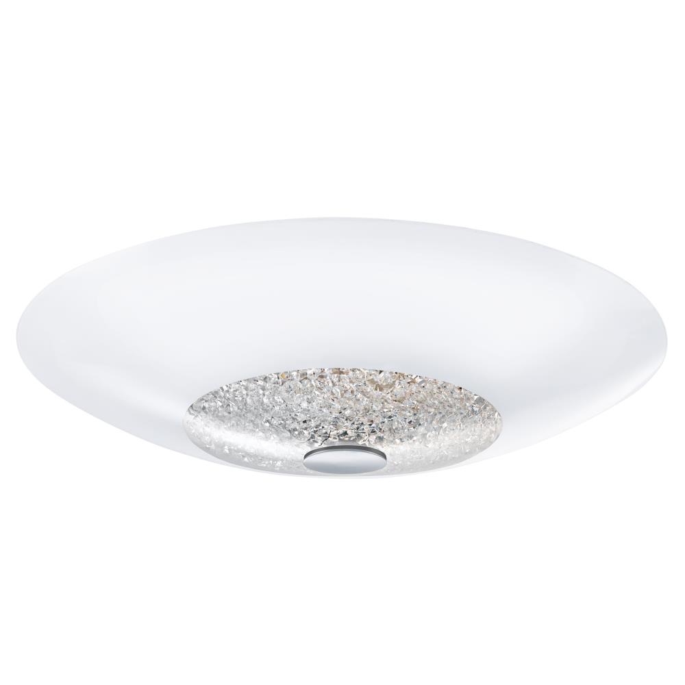 Eglo Lighting-92713A-Ellera - Three Light Semi-Flush Mount   Chrome Finish with White Coated Glass with Clear Crystal