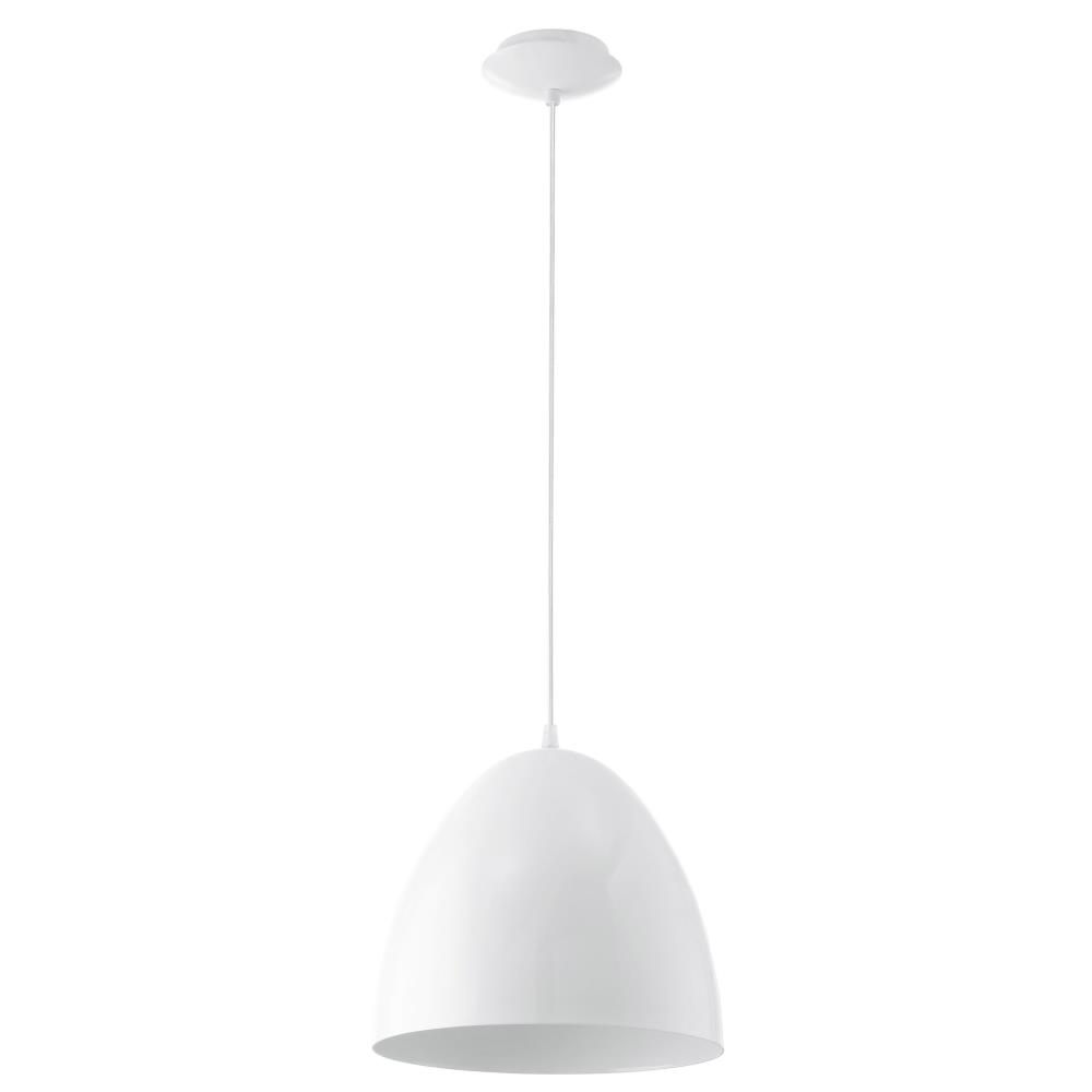 Eglo Lighting-92717A-Coretto - One Light Bowl Pendant   Steel/Glossy White Finish with White Metal Shade