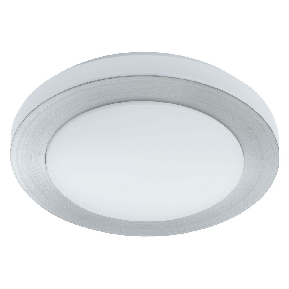 Eglo Lighting-93288A-Carpi 1 - 15.13 Inch 18W 1 LED Flush Mount   Brushed Aluminum Finish with White Glass