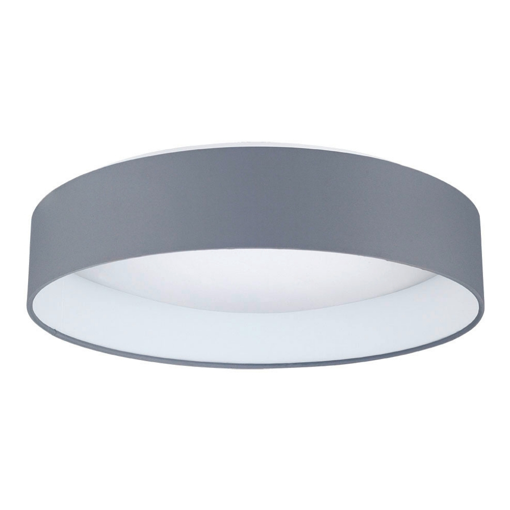 Eglo Lighting-93396A-Palomaro - 1-Light LED Ceiling Light - White Glass - Charcoal Grey Fabric - 16 Inches   Charcoal Grey Finish with Charcoal Grey Fabric Shade