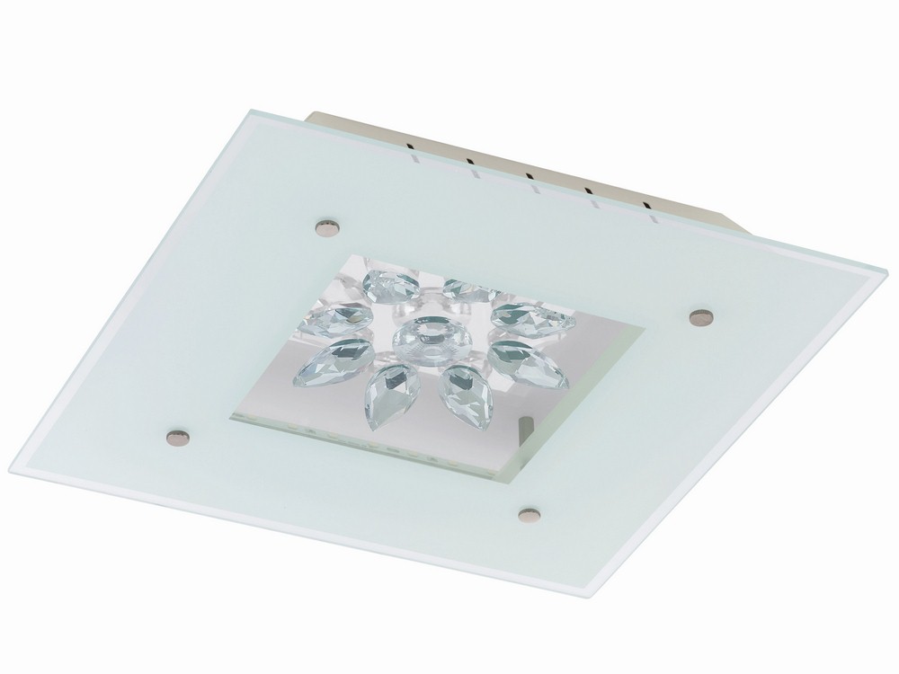 Eglo Lighting-93573A-Benalua - 14.56 Inch 18W 1 LED Semi-Flush Mount   White Finish with White/Clear Trim Glass with Clear Crystal