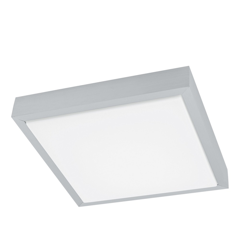Eglo Lighting-93666A-Idun 1 - 11.02 Inch 9.7W 1 LED Flush Mount   Brushed Aluminum Finish with White Glass