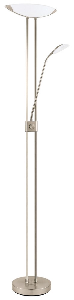 Eglo Lighting-93874A-Baya - 70.87 23W 3 LED Floor Lamp with Reading Lamp Satin Nickel Finish with White Glass